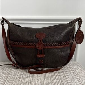 Fossil Innovation Two-Tone Hobo Shoulder Crossbody Brown Braided Bag Purse